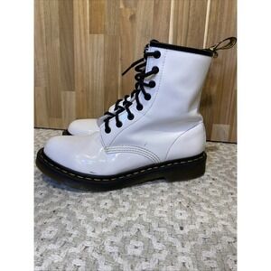 Doc Martin combat boots women's 9 white patent leather